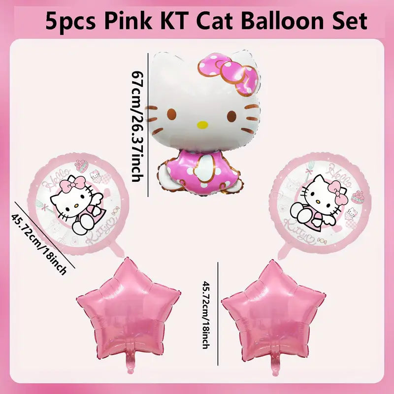 5pcs Hello Kitty Shape Aluminum Foil Balloon Set