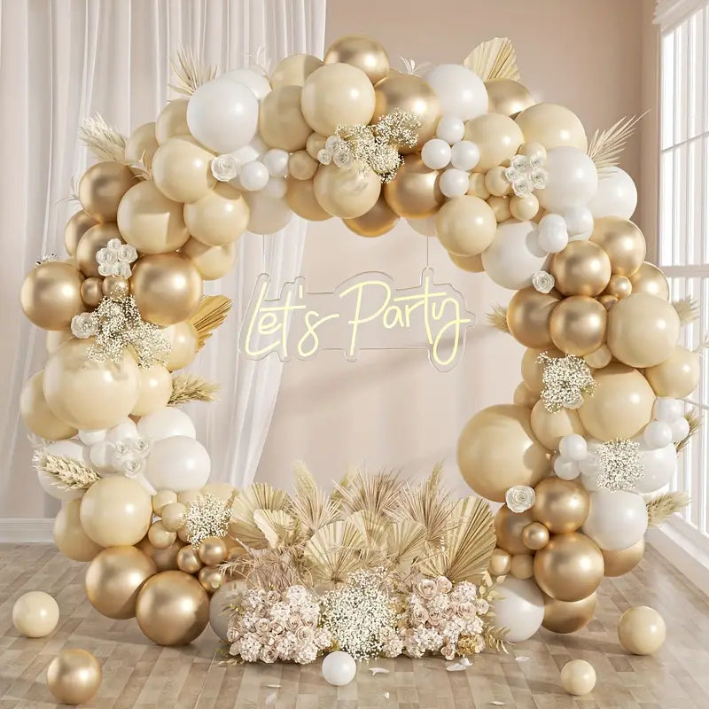 Elegant White & Golden Balloon Kit