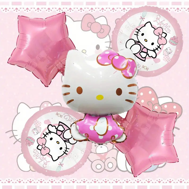 5pcs Hello Kitty Shape Aluminum Foil Balloon Set