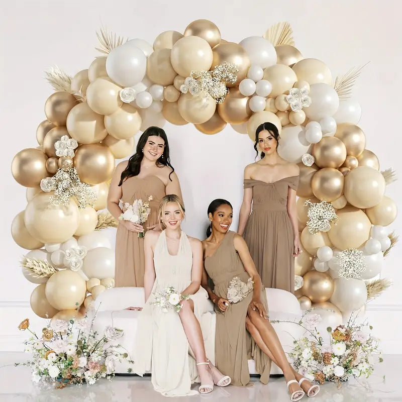 Elegant White & Golden Balloon Kit