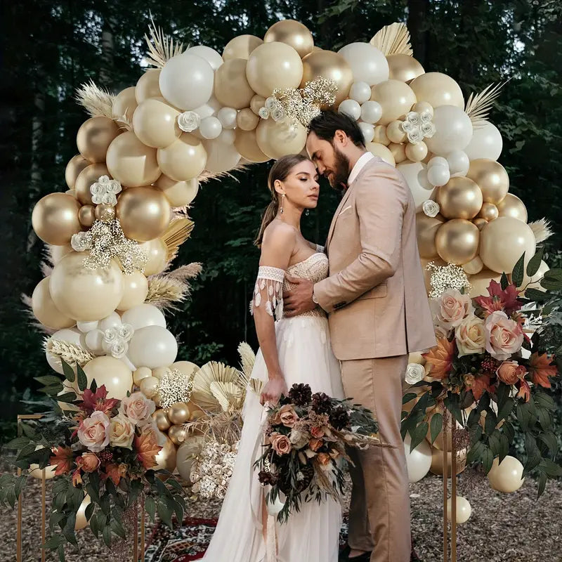 Elegant White & Golden Balloon Kit