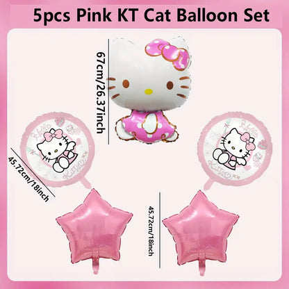 5pcs Hello Kitty Shape Aluminum Foil Balloon Set