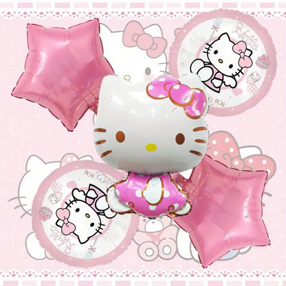 5pcs Hello Kitty Shape Aluminum Foil Balloon Set